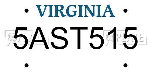 5AST515 Virginia License Plate
