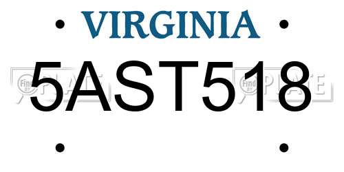 5AST518 Virginia License Plate