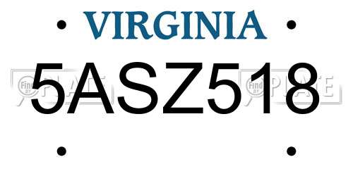 5ASZ518 Virginia License Plate