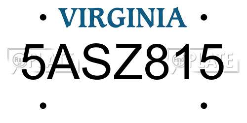 5ASZ815 Virginia License Plate