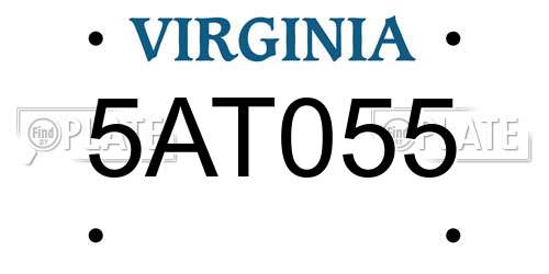 5AT055 Virginia License Plate