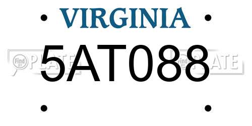 5AT088 Virginia License Plate