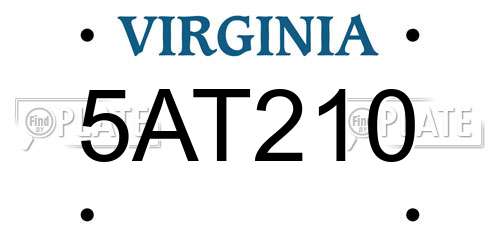 5AT210 Virginia License Plate