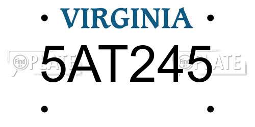 5AT245 Virginia License Plate