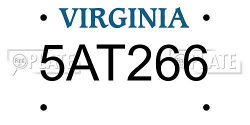 5AT266 Virginia License Plate