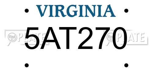 5AT270 Virginia License Plate
