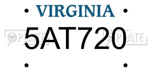 5AT720 Virginia License Plate