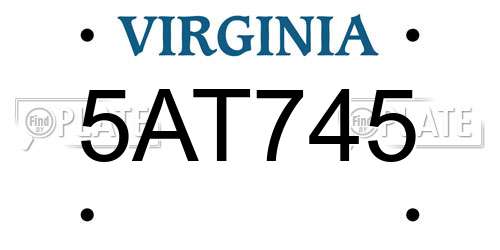 5AT745 Virginia License Plate