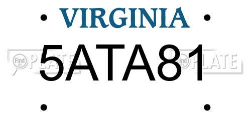 5ATA81 Virginia License Plate