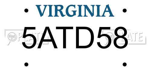 5ATD58 Virginia License Plate