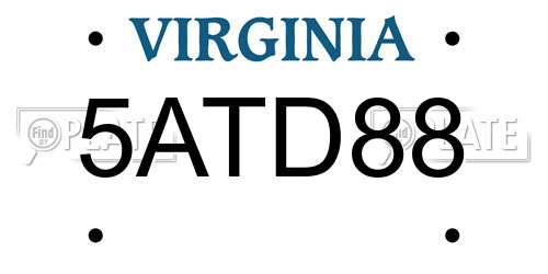 5ATD88 Virginia License Plate