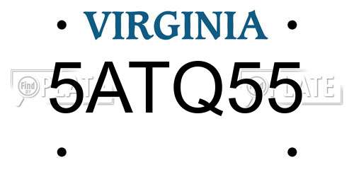 5ATQ55 Virginia License Plate