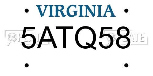 5ATQ58 Virginia License Plate