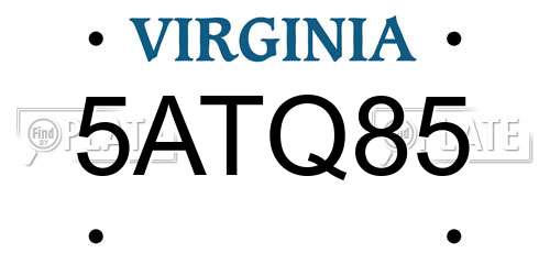 5ATQ85 Virginia License Plate