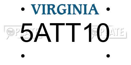 5ATT10 Virginia License Plate