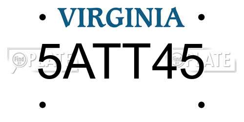 5ATT45 Virginia License Plate