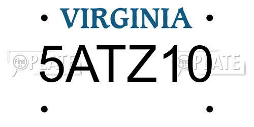 5ATZ10 Virginia License Plate