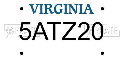5ATZ20 Virginia License Plate