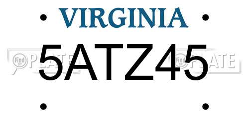 5ATZ45 Virginia License Plate