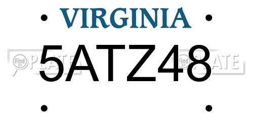 5ATZ48 Virginia License Plate
