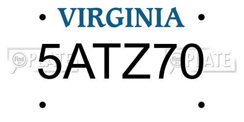 5ATZ70 Virginia License Plate