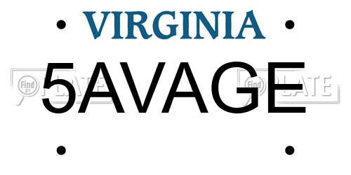 5AVAGE Virginia License Plate