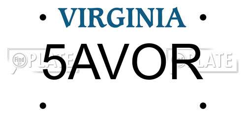 5AVOR Virginia License Plate