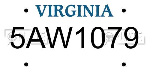 5AW1079 Virginia License Plate