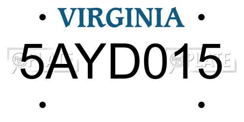 5AYD015 Virginia License Plate