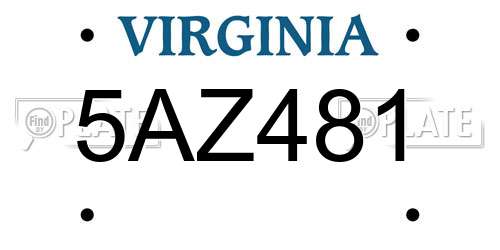 5AZ481 Virginia License Plate