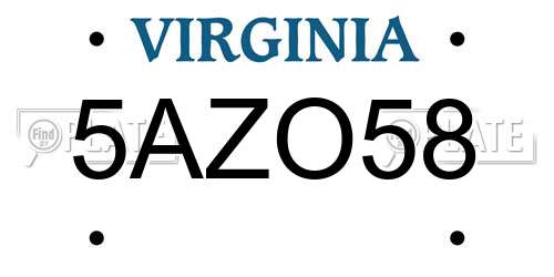 5AZO58 Virginia License Plate