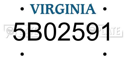 5B02591 Virginia License Plate