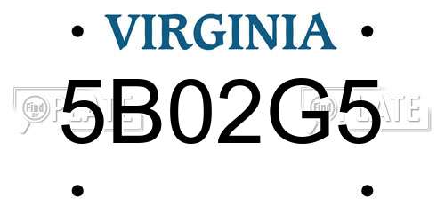 5B02G5 Virginia License Plate