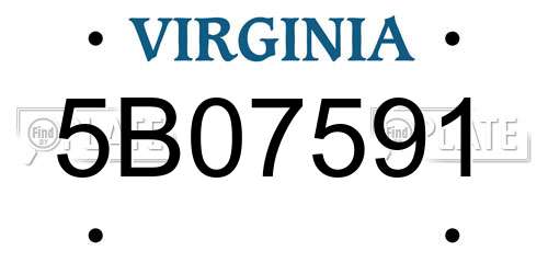 5B07591 Virginia License Plate