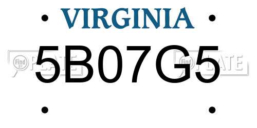 5B07G5 Virginia License Plate