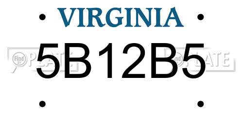 5B12B5 Virginia License Plate