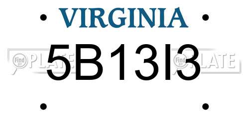 5B13I3 Virginia License Plate