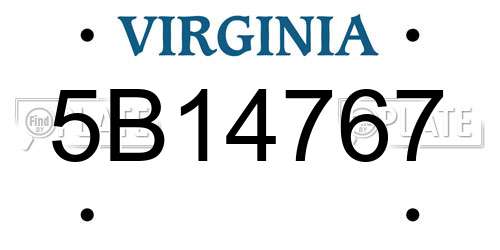 5B14767 Virginia License Plate