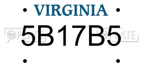 5B17B5 Virginia License Plate