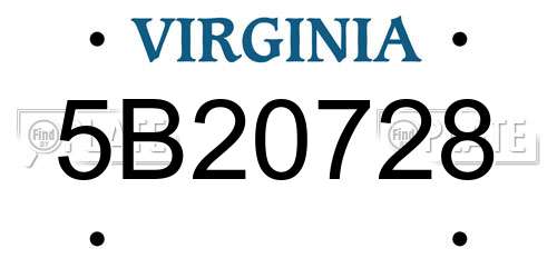 5B20728 Virginia License Plate