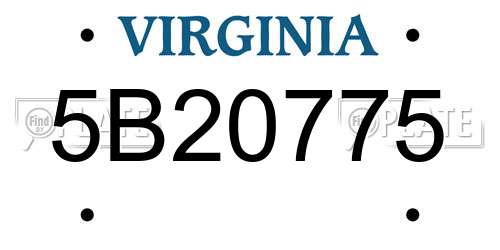 5B20775 Virginia License Plate