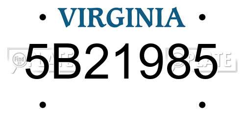 5B21985 Virginia License Plate