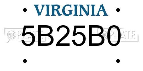 5B25B0 Virginia License Plate