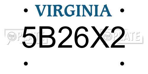 5B26X2 Virginia License Plate