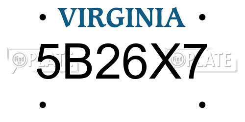 5B26X7 Virginia License Plate