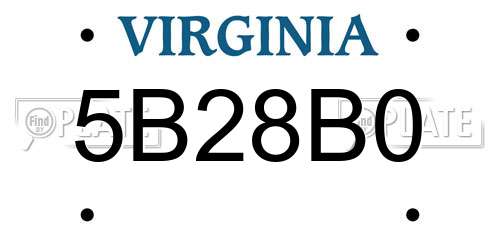 5B28B0 Virginia License Plate
