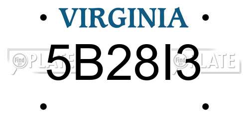 5B28I3 Virginia License Plate