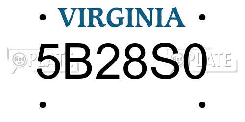 5B28S0 Virginia License Plate