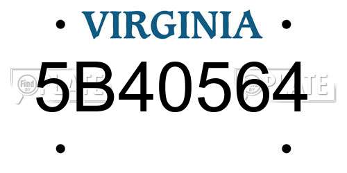 5B40564 Virginia License Plate