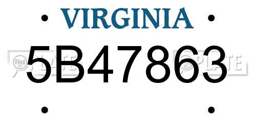 5B47863 Virginia License Plate